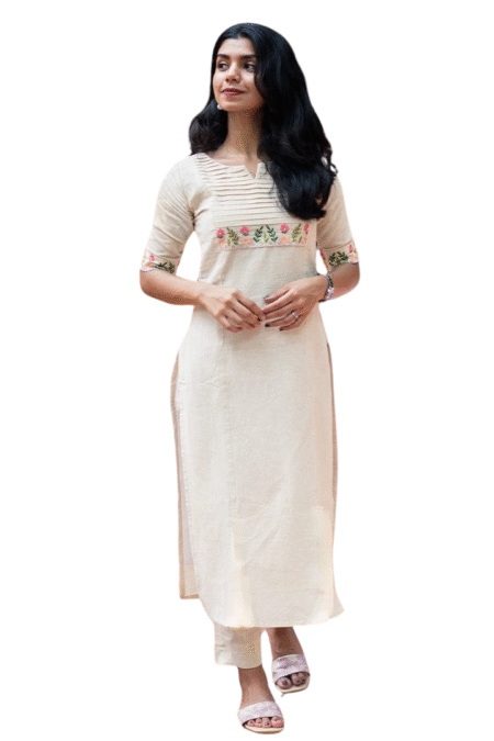 Women?s Cotton Kurta Suit Set with Palazzo Pants & Dupatta(L)