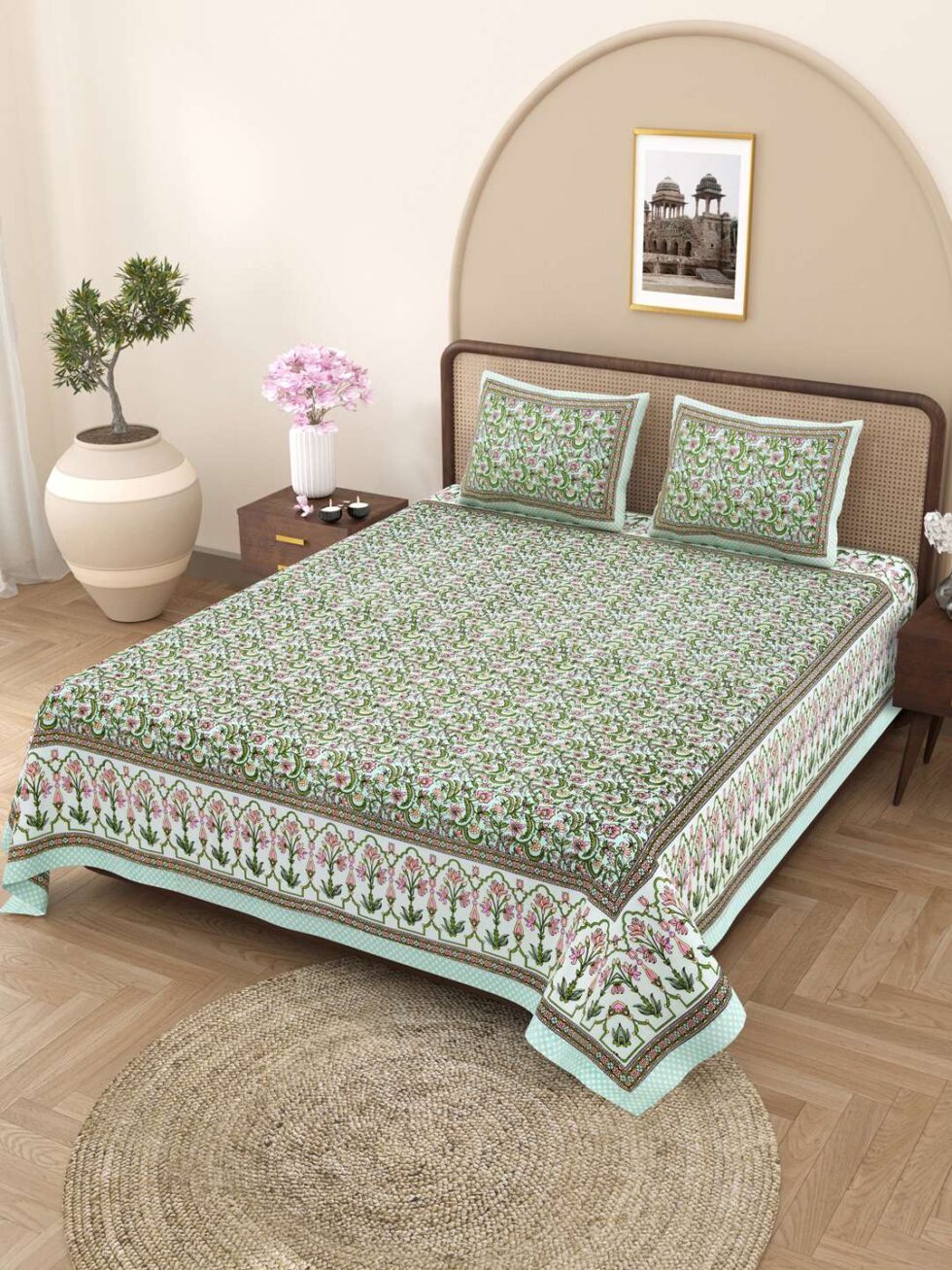 Premium printed bedsheet for women’s bedroom, combining comfort and style for Indian homes.