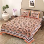 Luxury cotton bedsheet with comfortable weave, perfect for cozy nights and festive bedroom makeovers.