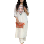 Women's Cotton Ethnic Set with Kurta, Palazzo & Dupatta(XL)